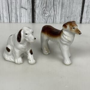 Vtg Porcelain Dog Figurines Miniature Made In Japan Lot Of 2